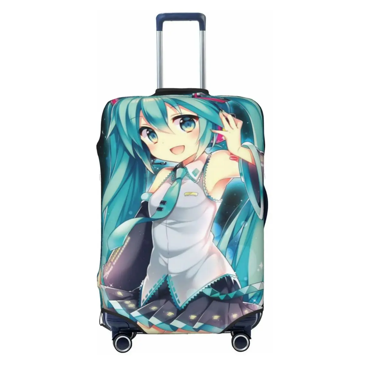 カスタム初音ミク-vocaloid-ロックアニメ荷物カバーファッションスーツケースプロテクターカバー-18-32-インチに適しています