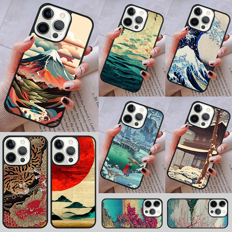 Japanese Ukiyo-e Art Phone Case cover For iPhone 14 13 15 16 Pro Max Coque 12 11 Pro Max For Apple 8 PLUS 7 6S fundas