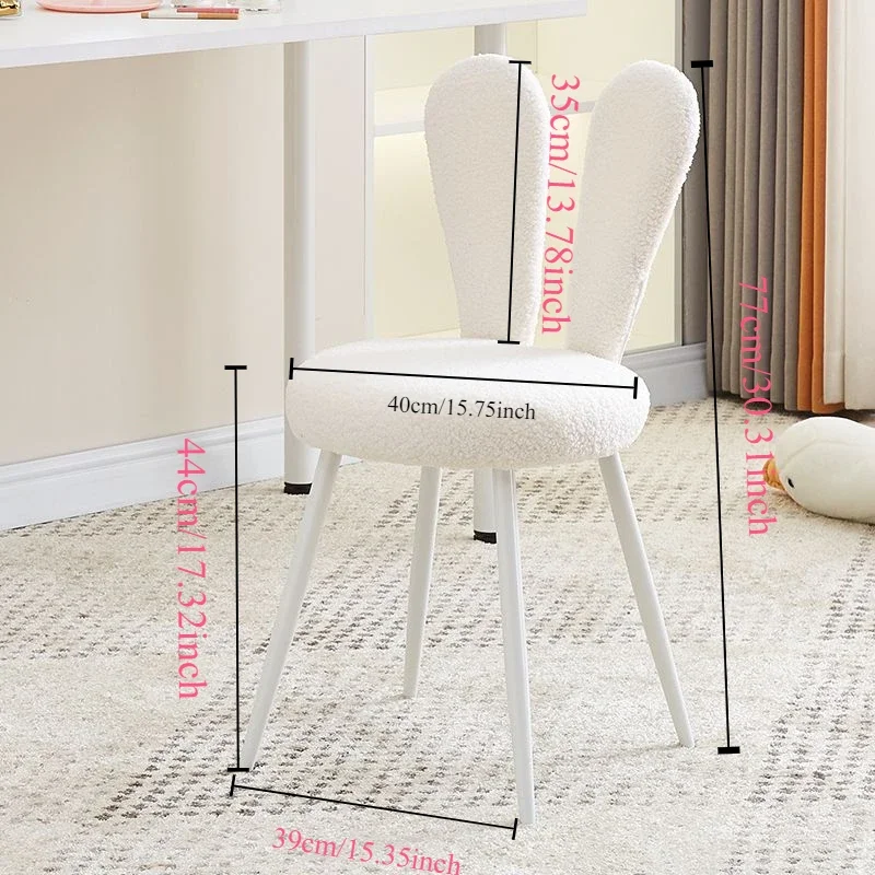 Luxury Girls round Stool with Backrest for Bedroom Dresser Manicure Simple Modern Home Furniture Ottoman