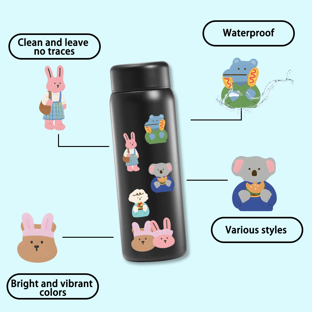 50PCS Cute Cartoon Dailylike Creative Stickers Graffiti Decals Decoration DIY Notebook Phone Suitcase Fridge Guitar Sticker Toys