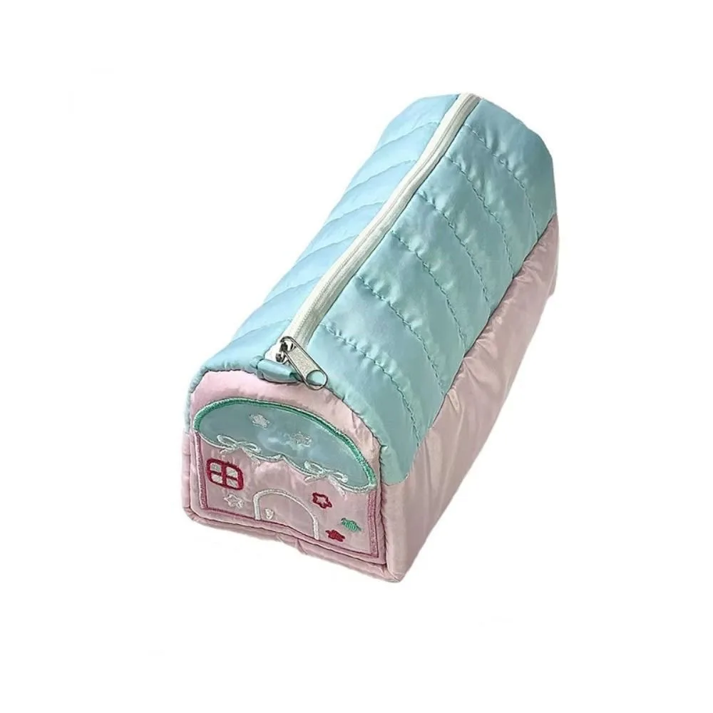 

Cute House Shaped Pencil Cases Multi Layer Large Capacity Pen Stationery Storage Bags Embroidery Creative Student Cosmetic Pouch