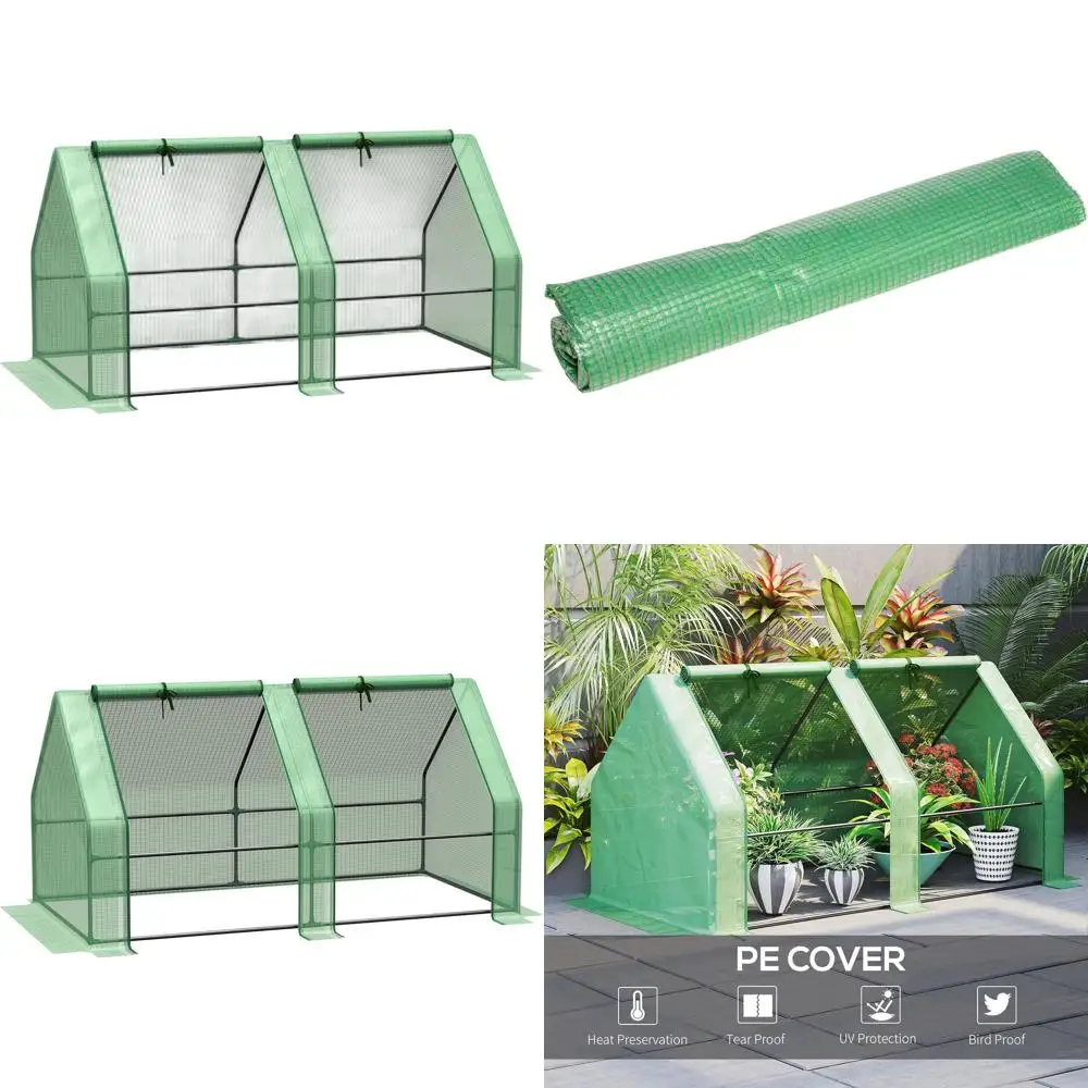 

Portable Mini Greenhouse - 6' x 3' x 3' with Zippered Door & Roll-up Windows, Durable PE Cover, UV Protected for Outdoor Plants