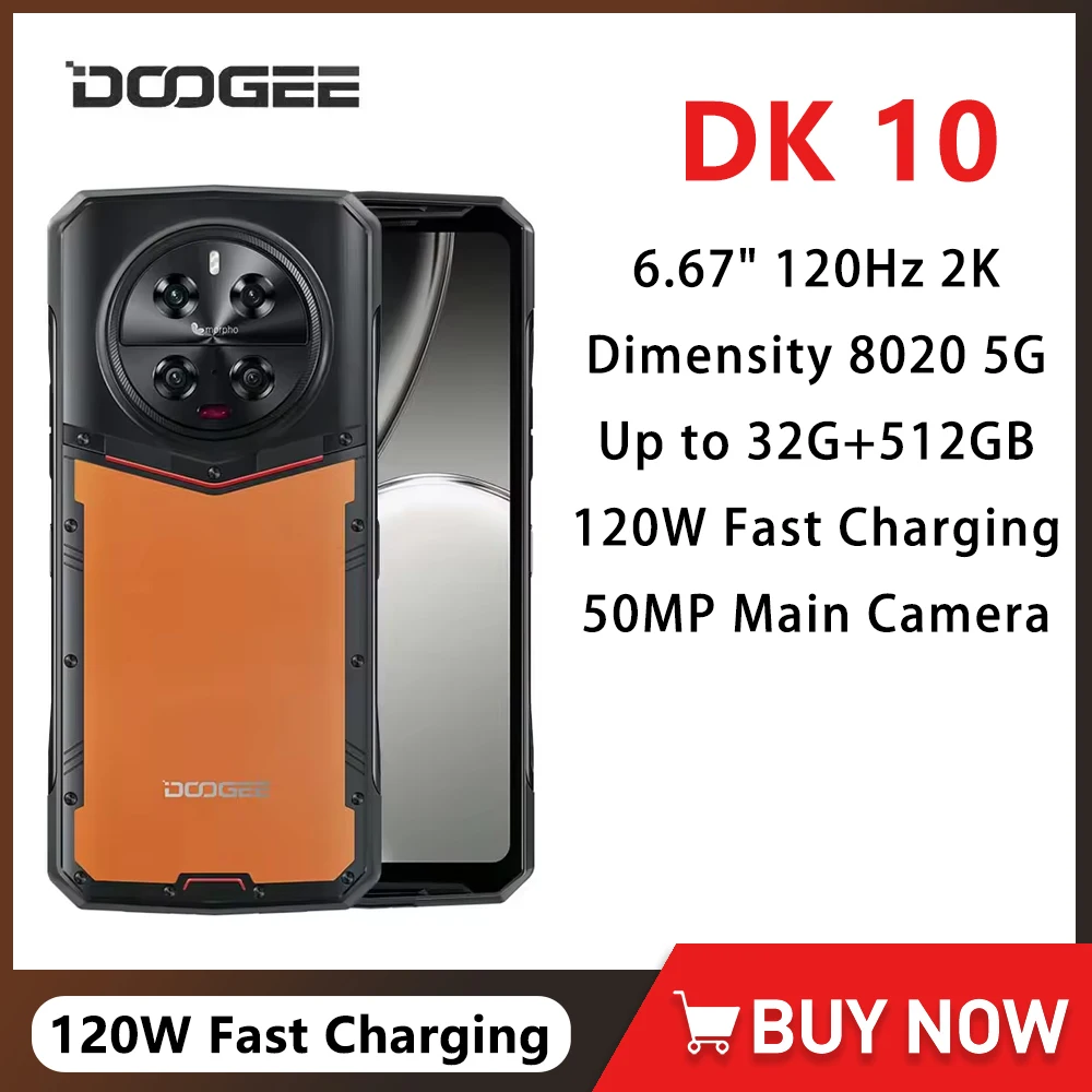 DOOGEE DK 10 5G Rugged Phone 6.67Inch Display Octa Core 32GB RAM+512GB ROM Mobile Phone 50MP 5150mAh 120W Smartphone Android 13