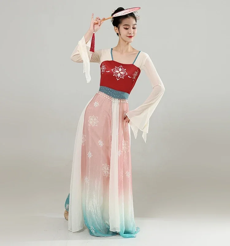 

Classical Dance Costume Women's Floating Ancient Style Body Rhythm Practice Clothes Chinese Dance Clothes Dresses Han Tang