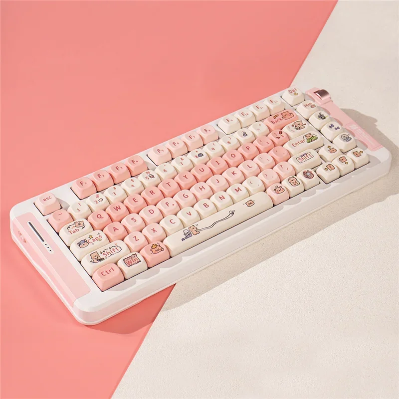 130 Keys/Set Piggy/Peach Pink/Medela MOA Profile Rounded Cute Girl DIY Custom PBT Keycaps For Mx Switch Mechanical Keyboard