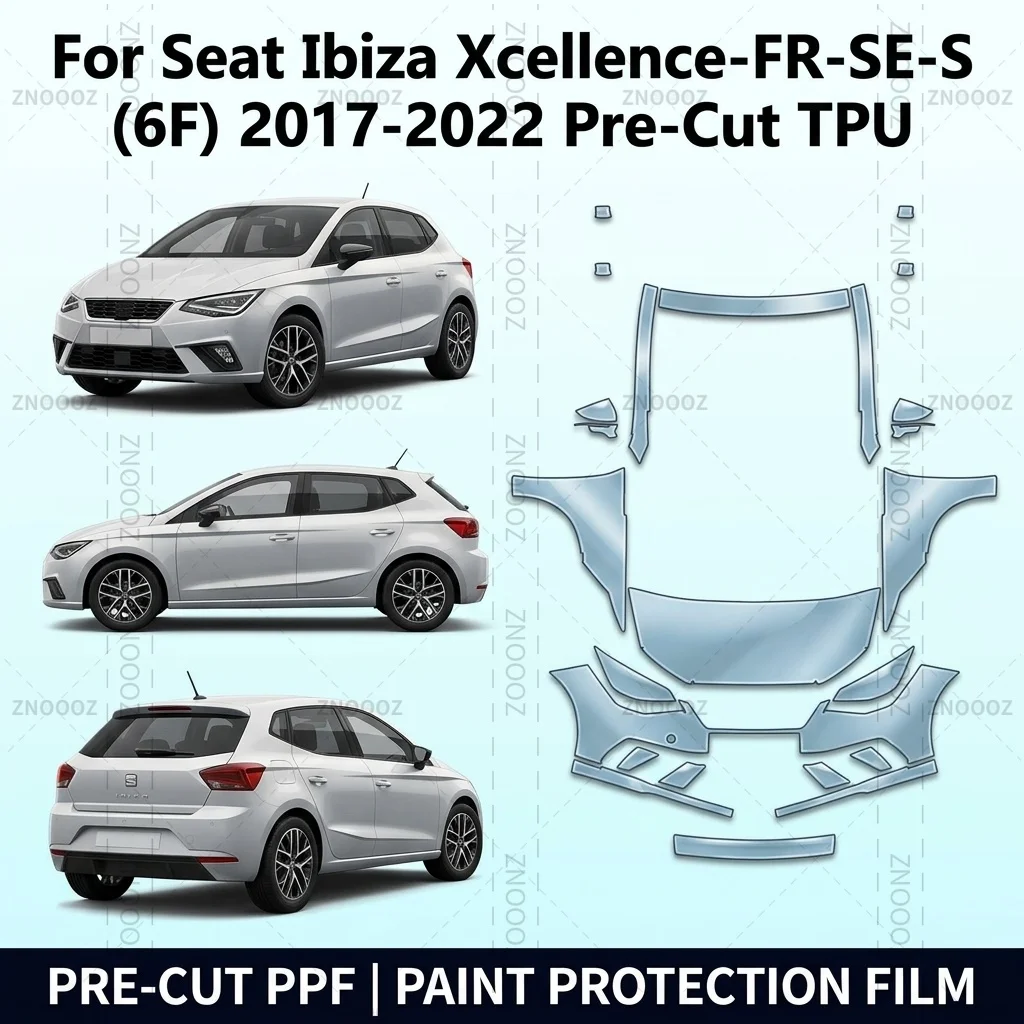 For Seat Ibiza Xcellence-FR-SE-S (6F) 2017-2022 Pre-Cut TPU PPF Paint Protection Film Front Kit Self Healing Anti Yellowing