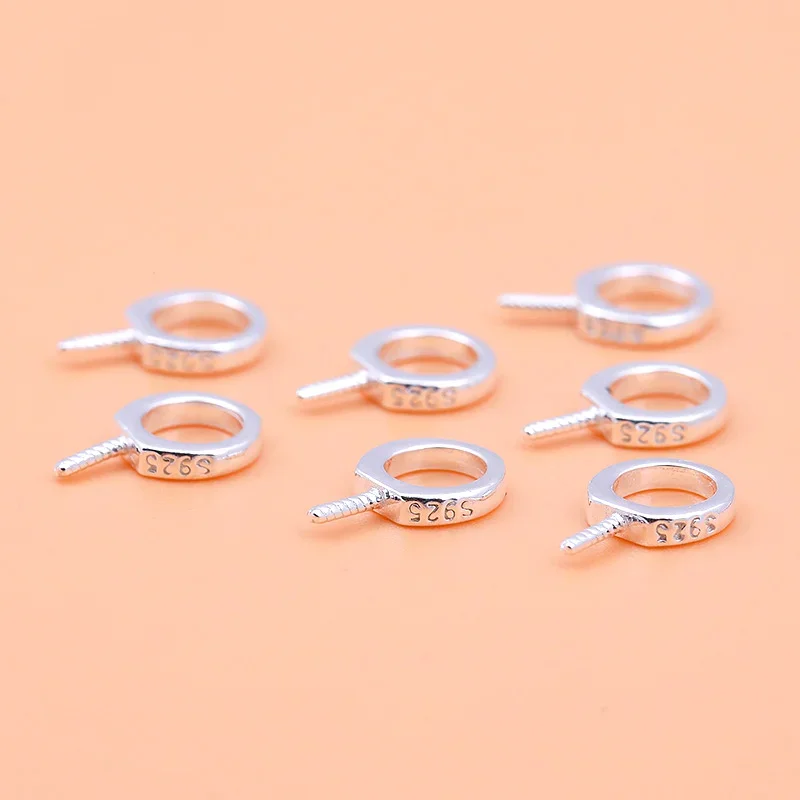 5PCS 925 Sterling Silver DIY Jewelry Accessories Pendant Needle Pearl Hanging Needle Handmade Beaded Material Accessories