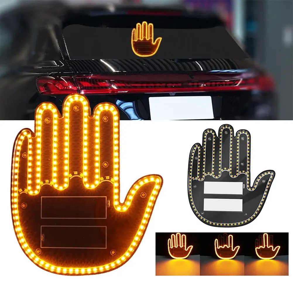 Car LED Illuminated Gesture Light Rainbow Color Hands Finger Control With Funny Remote Accessories Up Decoration L D1U4