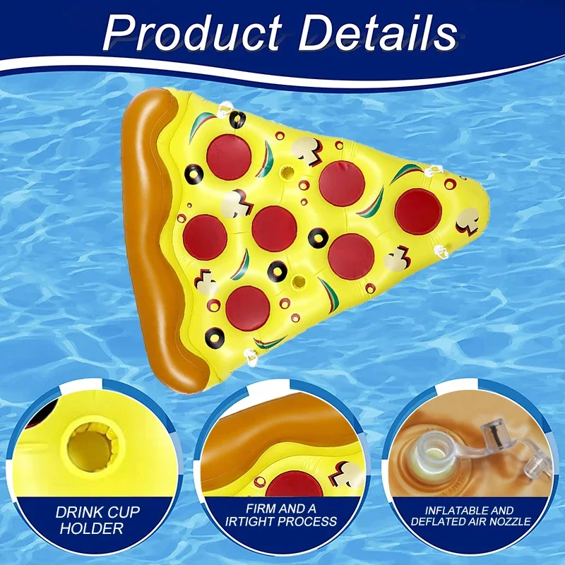 Pizza Aufblasbarer Pool für Erwachsene, Ponton, große Poolliegen, aufblasbares Floß für Schwimmbad, See, Strand, Party, Sommerspaß