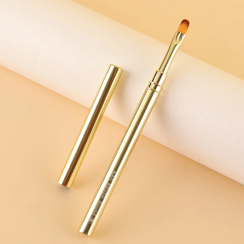 Golden Metal Rod Nail Art Pen Brush Coloring Pen Large Square Round Light Therapy Pen Halo Pen Nail Drawing Pen Flower Pen