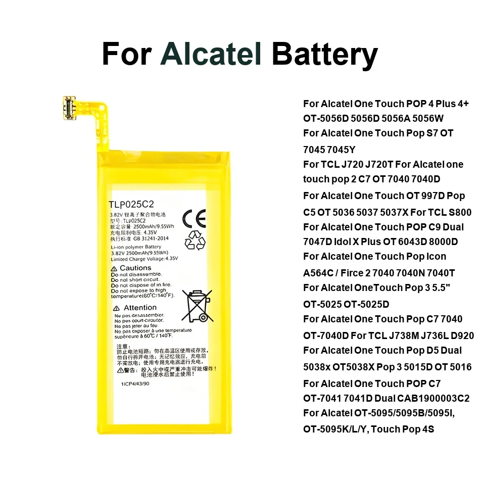 Batería TLiB5AF TLi020F1 para Alcatel Onetouch 3 Pop 4+ 4S 5.5" C5 para Tcl J720 j736l S710 S800 S810 S960 Y900 C7 7041D OT-7041