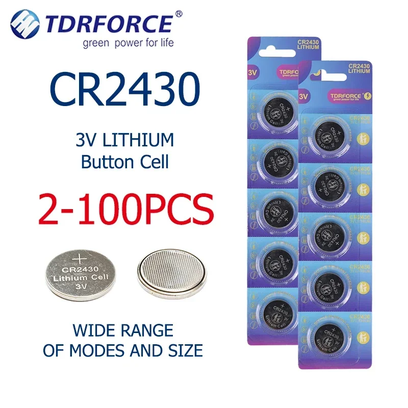 

2-100PCS CR2430 3V Lithium Battery Button Coin Batteries 285mAh Capacity Electronic Batteries for Watch Clock Toys Remote