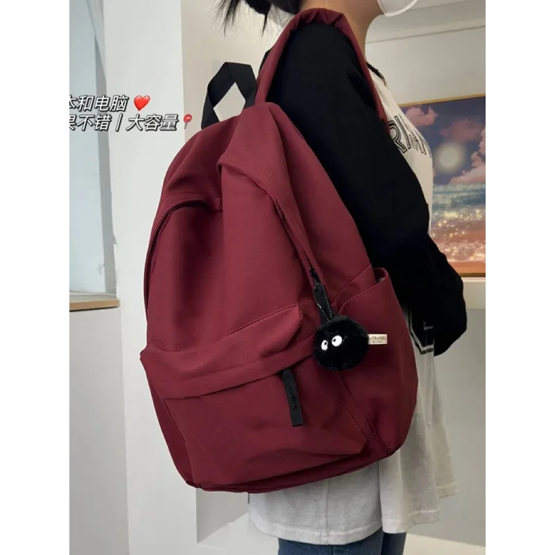 Korean Styleinsbag Female Middle Student Large Capacity Simple Solid Color Backpack Junior High School High School