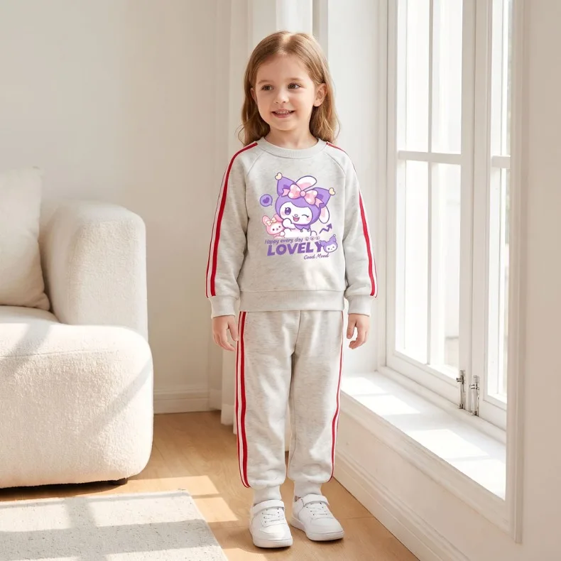 Herbst-Winter-Mädchen-Freizeit-Sweatshirt+Jogginghose 2-teiliges Set Kinder O-Ausschnitt Hoodie+Lange Hose 2-teiliger Anzug Kinder-Trainingsanzug – Detail 9