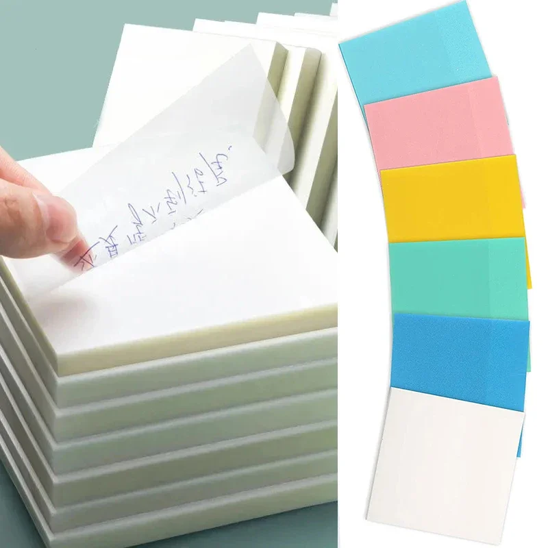 Macaron Colors Transparent Sticky Notes with Scrapes Stickers Sticky Clear Memo Sticky Notes Paper for Student Office Stationery