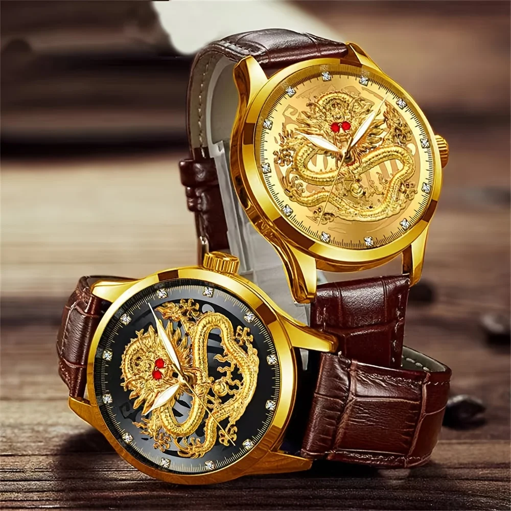 Великолепный Благородный Ретро Китайский дракон высококачественный дизайн мужские часы атмосферный уровень Модный повседневный красивый Спорт Прочный