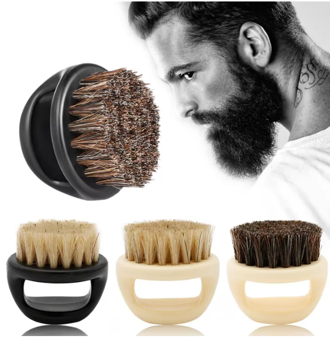 100Pcs Ring Design Horse Bristle Men Shaving Brush Plastic Portable Barber Beard Brushes Salon Face Cleaning Razor Brush