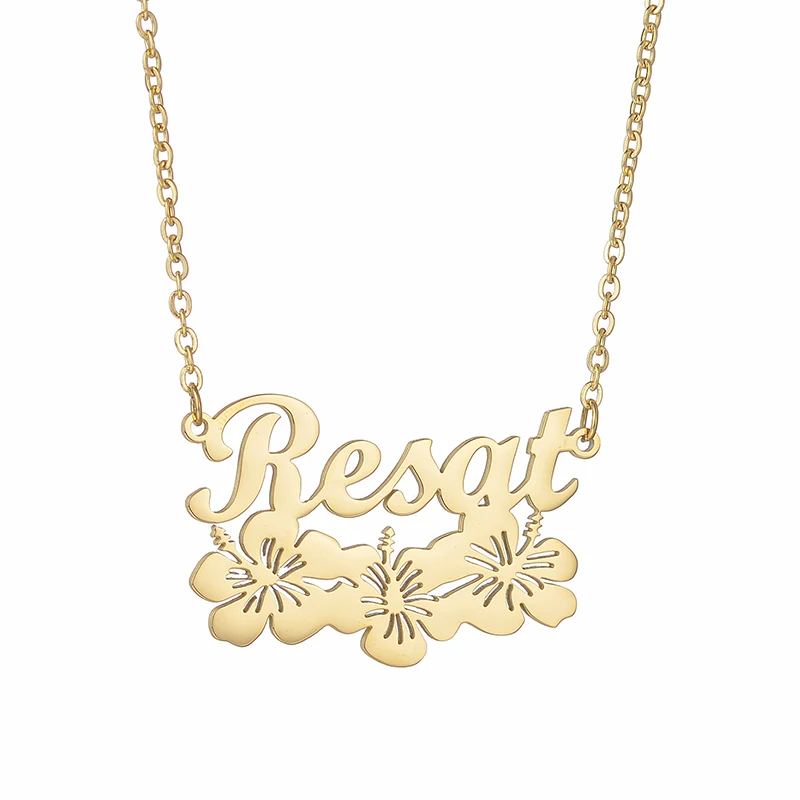 Goxijite Aangepaste Naam Ketting Voor Vrouwen Meisjes Rvs Gepersonaliseerde Bloem Naambord Kettingen Sieraden Feest Cadeau