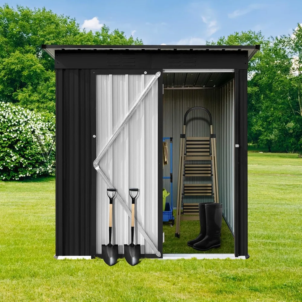 

5 x 4 FT Outdoor Storage Shed, Metal Storage Shed with Swinging Double Lockable Doors, Waterproof Outdoor Galvanized Steel Garde