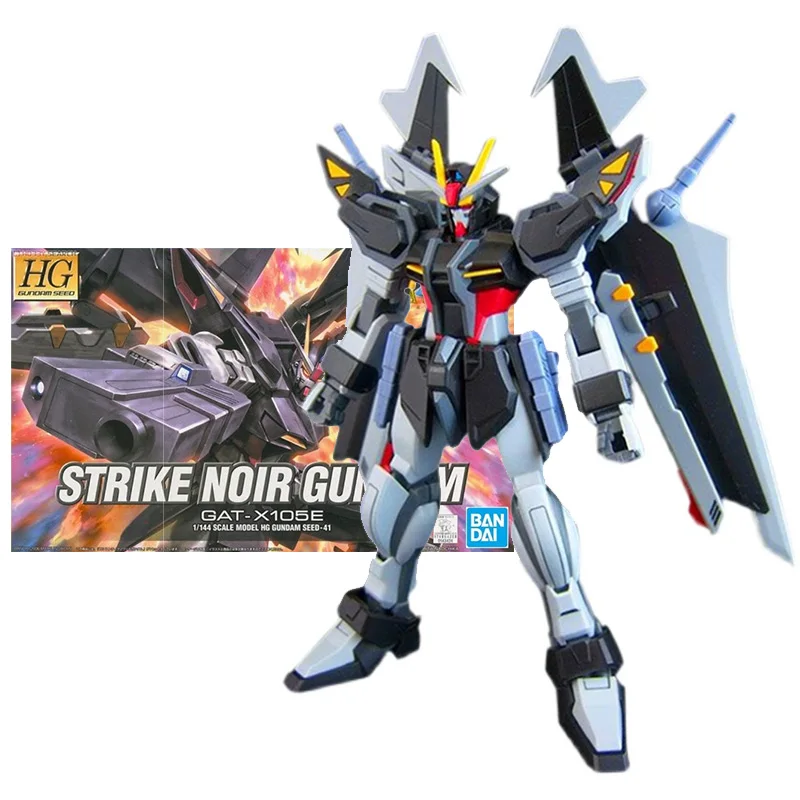 

Bandai Genuine Gundam Model Kit Anime Figure HG SEED 1/144 GAT-X105E Strike Noir Gunpla Anime Action Figure Toys for Children