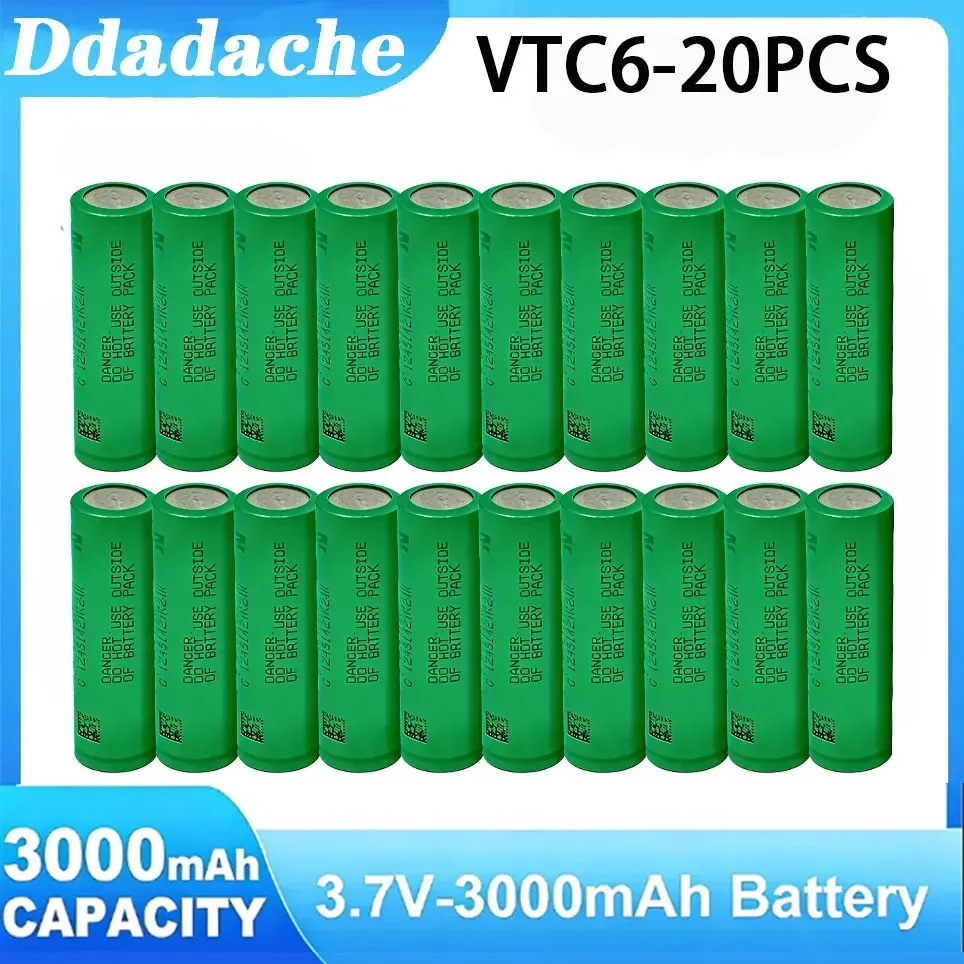 Hochbeständige und sichere 18650 Lithium-Ionen-Akkubatterie VTC6 3000mAh 3,7V, geeignet für LED-Taschenlampen-Stromversorgung und Weckerbatterien