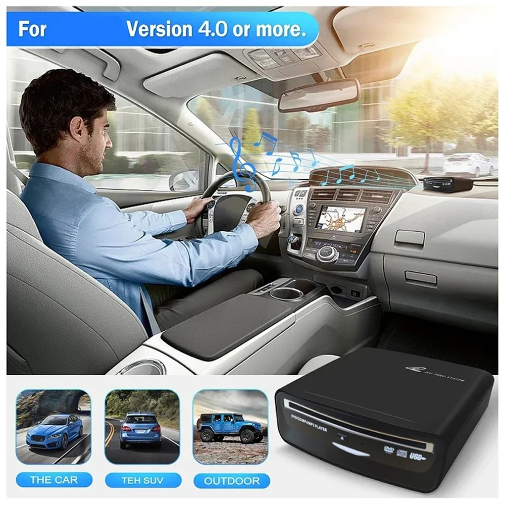 مشغل أقراص مضغوطة خارجي للسيارة لتلفزيون MP5 وLED وأجهزة الكمبيوتر ومعظم السيارات مثل اتصال Tesla Model 3 2019-2021 USB/Bluetooth، سهل الاستخدام، #4