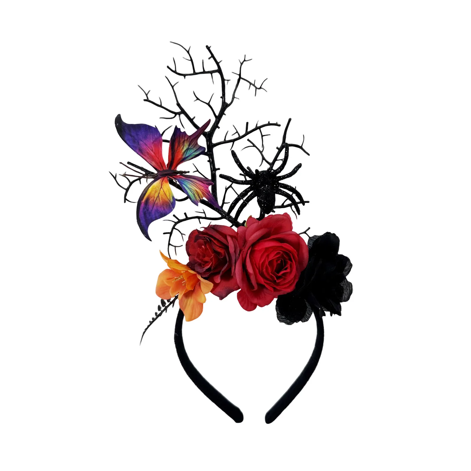 5pcs Tree Branches Butterfly Headband Christmas Fairy Witch Antlers Halloween Festive Hair Accessories For Costume