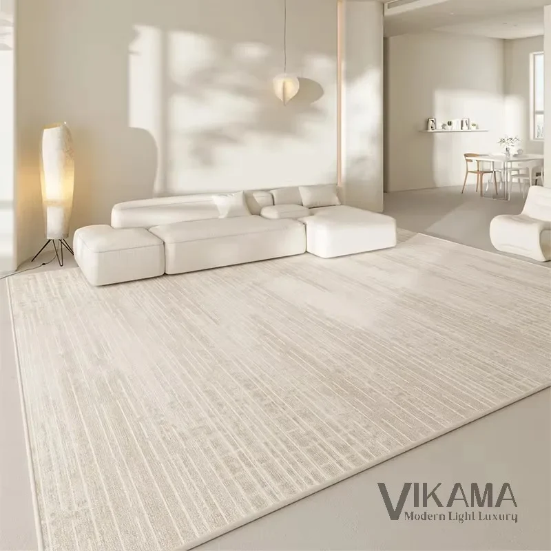 VIKAMA Cream Solid Color Light Luxury Carpet Beige Decorative Sofa Minimalist Bedroom Cream Living Room Sofa Washable Floor Mat