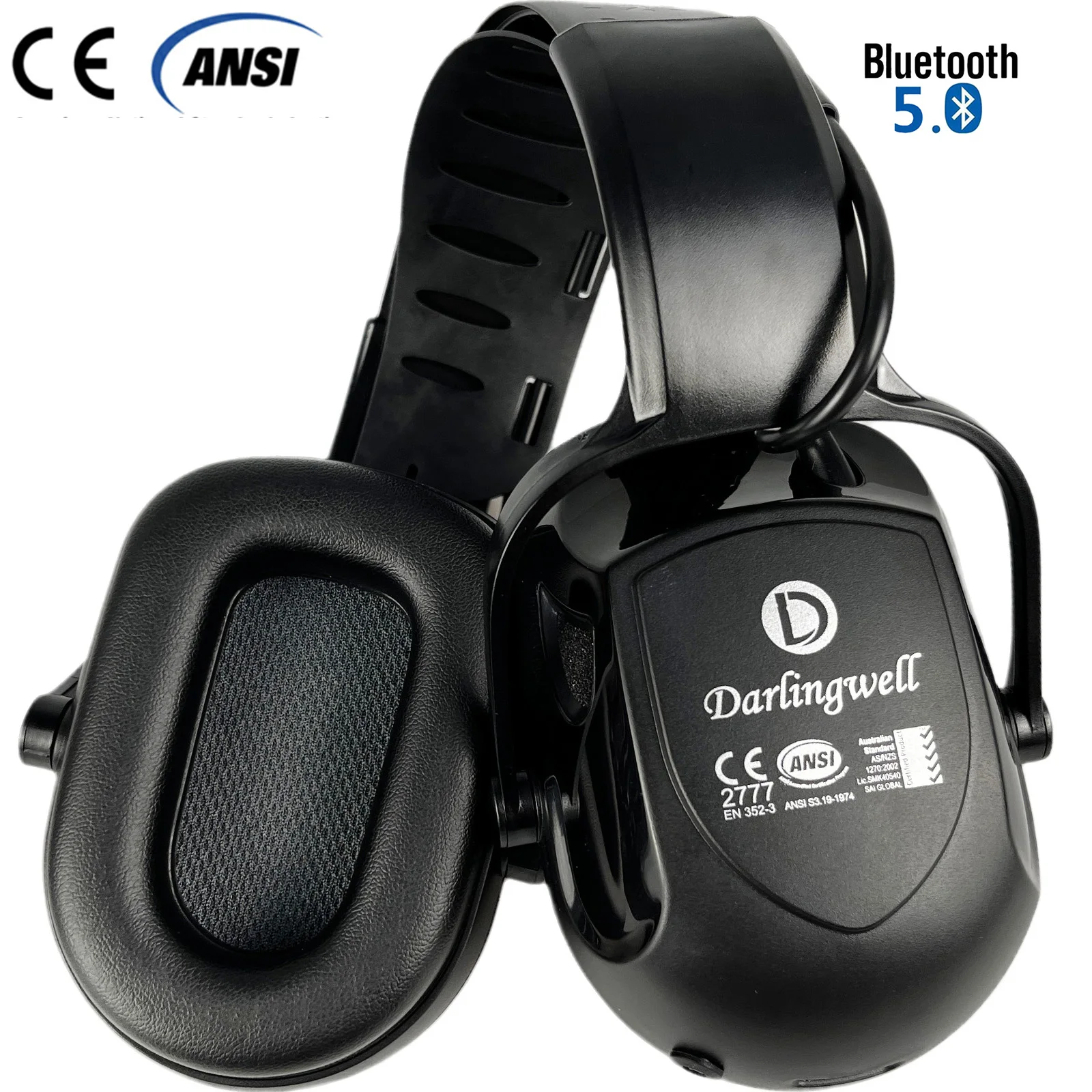 CE Active Noise Reduction Bluetooth Ear Muffs, Safety Earmuffs, Wireless Hearing Protection, 29dB, ANSI