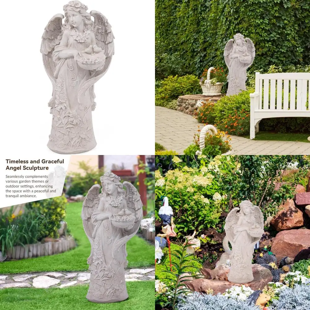 

Resin Angel Statue with Bird, Outdoor Garden Decor, 23.5 Inches Tall, Gift for Women