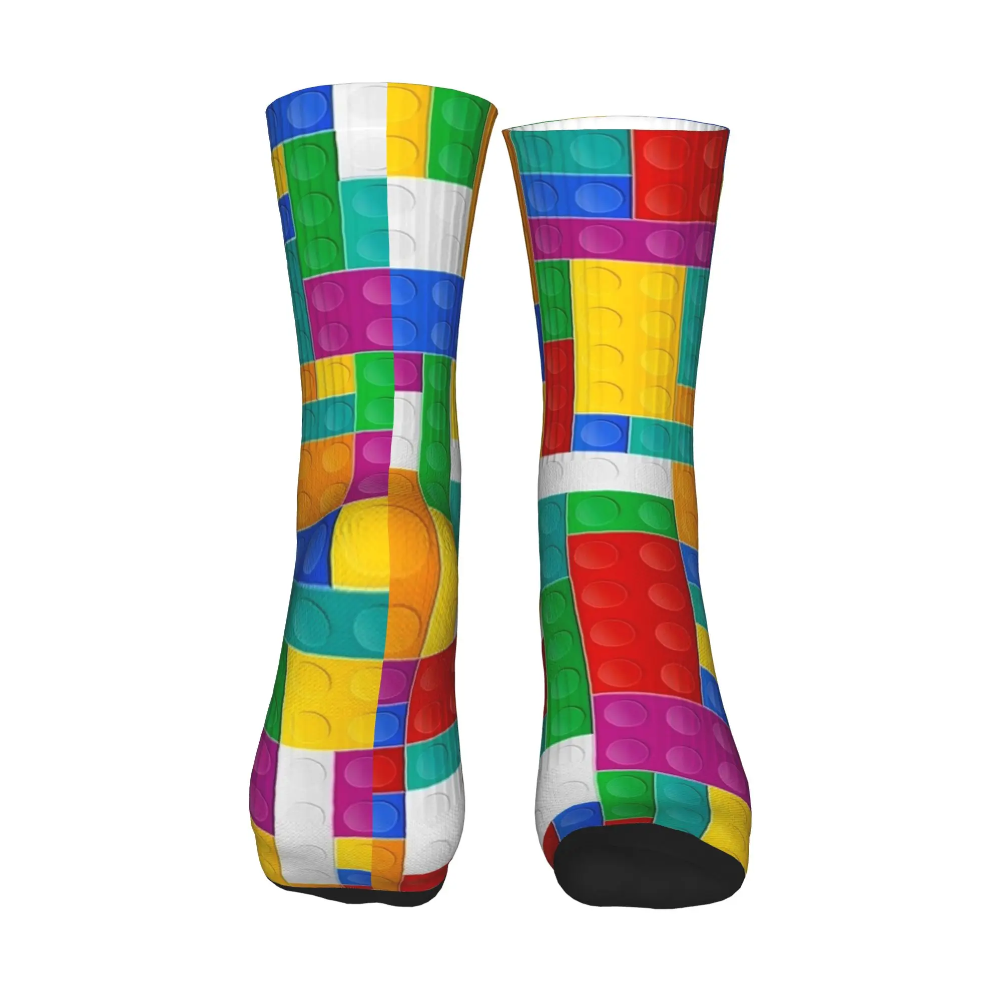 Colorful Building Blocks Print Stockings Men's  Socks Comfortable Gothic Socks Autumn Cycling Non-Slip Graphic Socks Gift
