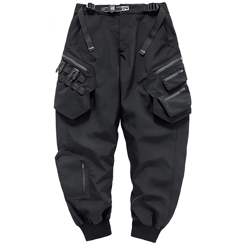 Streetwear Cargo Pants Harajuku Hip Hop Joggers 2026 Men Oversized Techwear Pants Multi Pockets Harem Pencil Trousers Black