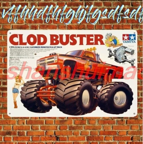 Metal Poster Vintage Rc Car Tin Sign Plaque Tamiya Clodbuster Boxart sign
