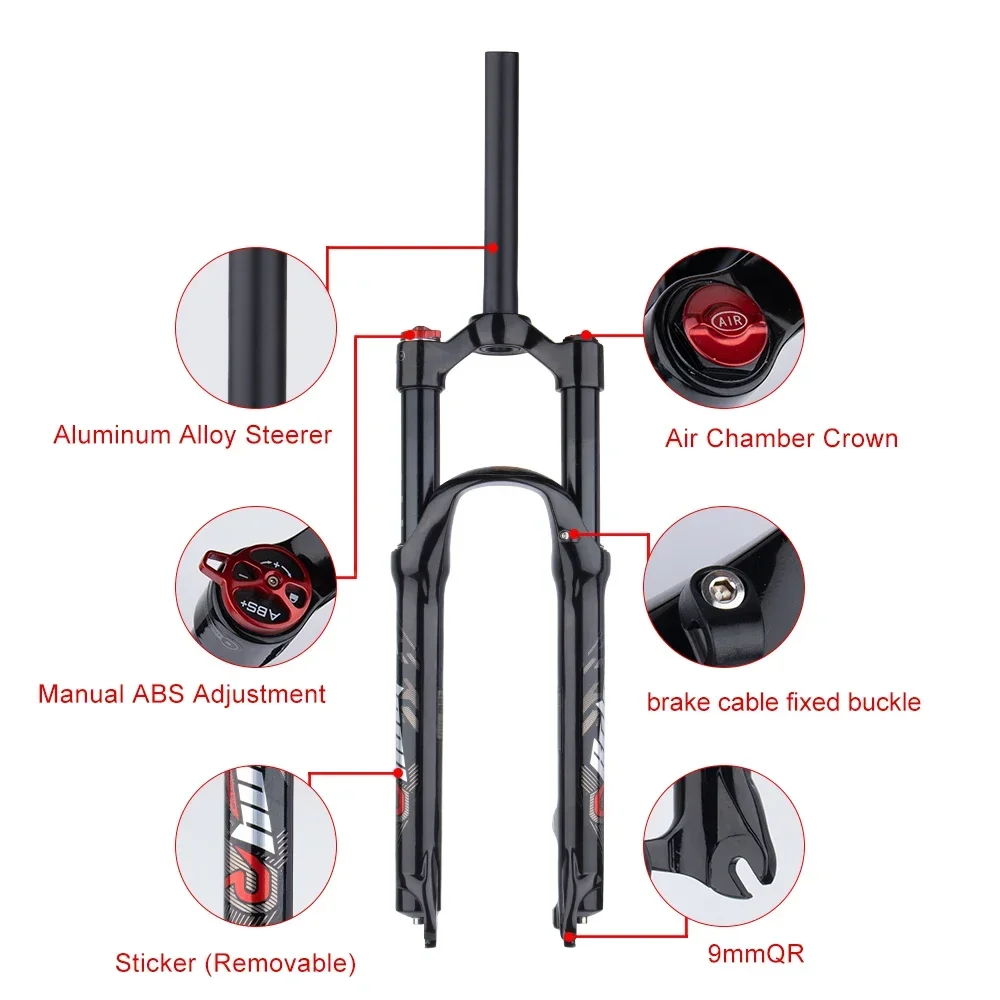 Bolany MTB Oil Air Suspension FrontForkMagnesium Alloy Shock Absorber 120mm Fork Stroke 26/27/29inch Quick Straight/Tapered Tube