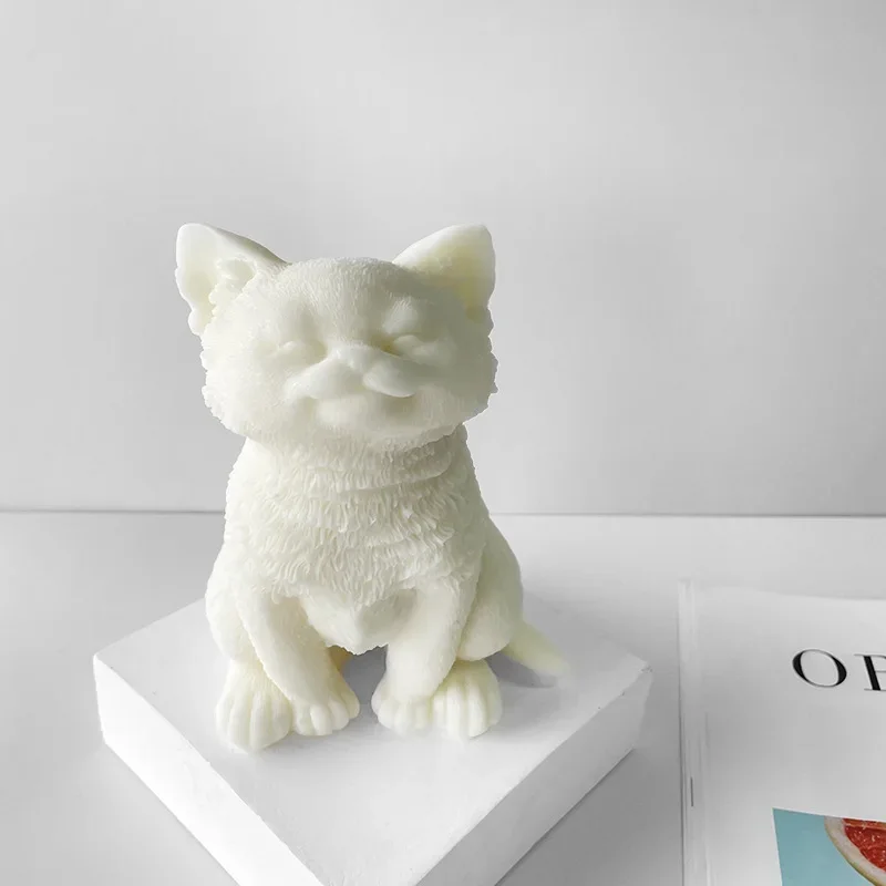 Cute Cat Puppy Silicone Mold 3D Animal Sitting Cat Teddy Aromatherapy Candle Plaster Mold