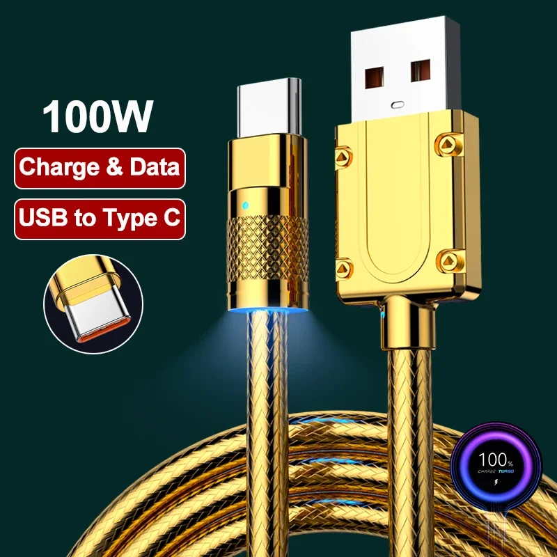 

100W 6A USB Type C Fast Charging Cable For Xiaomi Redmi POCO Huawei Honor Samsung Phone Accessories Charger Data USB C Cord