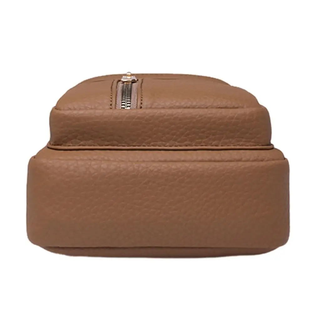 Sturdy PU Leather Bohemian Chest Bag Solid Color Vintage Crossbody Backpack Multi-Pocket Waterproof Outdoor Shoulder Bag Camping - view 5
