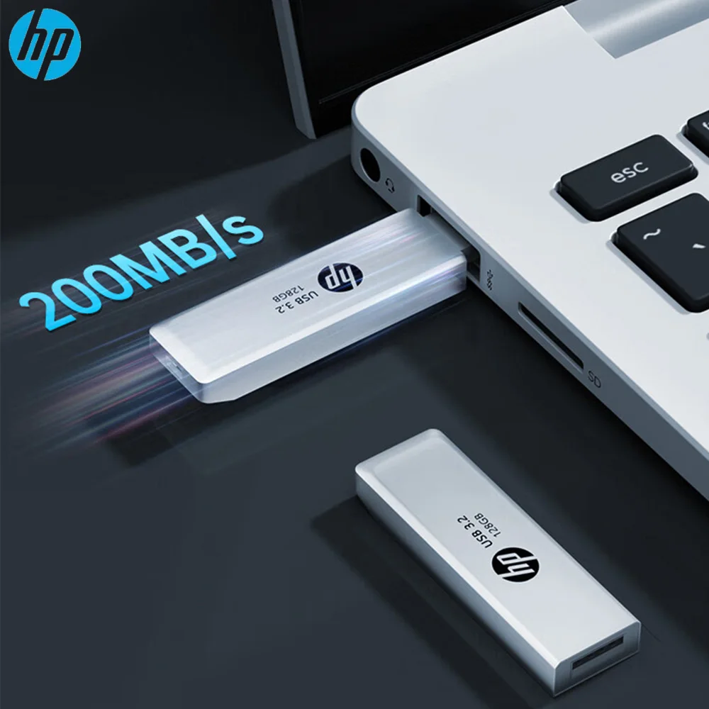 

HP USB3.2 Flash Drive 256GB 128GB 64GB 32GB High Speed USB Stick External Storage Metal Pen Drive Creative Personality Car Music