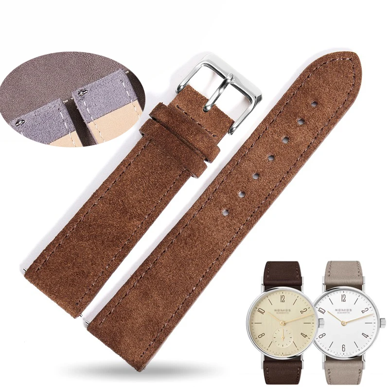 

FUYIJIA Men Quick Release Suede Cowhide Watchbands N-OMOS Substitute Strap 17MM 18MM 19MM 20MM Pin Buckle Genuine Leather Belt