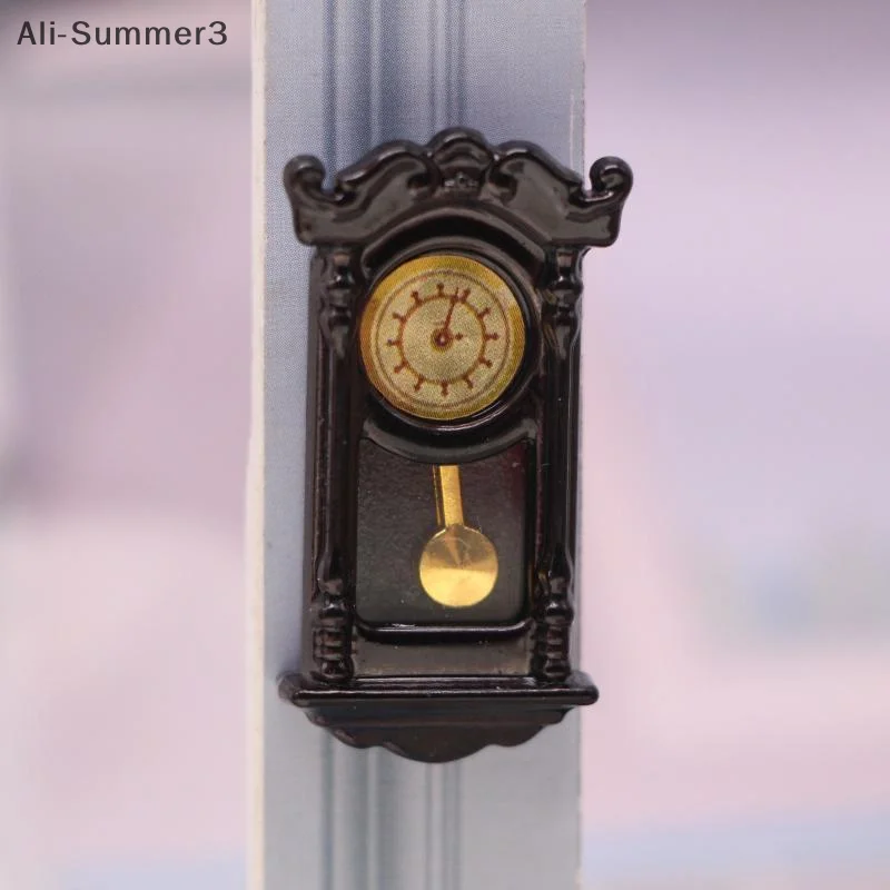 1/12 인형집 빈티지 시뮬레이션 벽시계 모델 인형 집 시계 거실 장식 장난감 인형 집 미니어처 액세서리