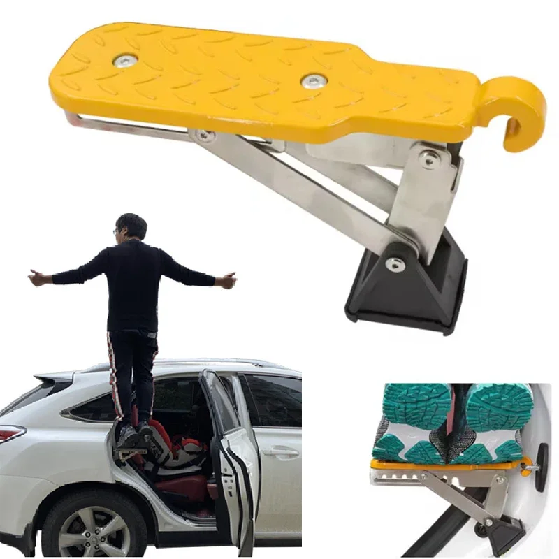 Car Door Step Foldable Universal Fit Door Hook Step StandPedal for Car Roof Access, Roof Rack Foot Step Rooftop Doorstep Car SUV