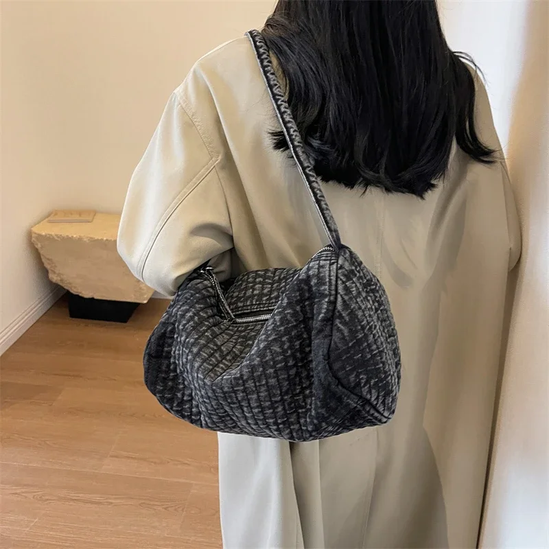 Solid Zipper Denim Women's Crossbody Bag Female Bags on Sale 2024 High Quality High Capacity Solid  Bolsas Femininas