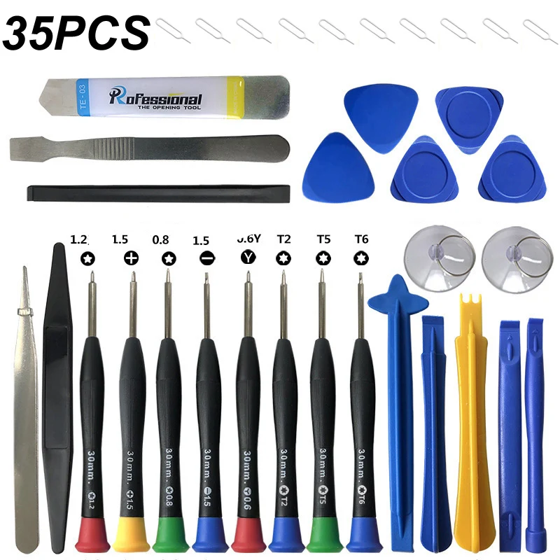 Kit de herramientas para reparación de teléfonos móviles: palanca de plástico, hoja, destornillador para desmontar pantalla de iPhone, iPad, laptop, computadora, set manual 6