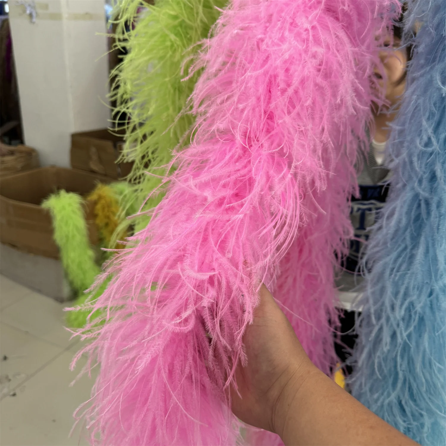 2Meters Pink Ostrich Feather Boa Scarf 3 6 8 10 20 Ply Soft Plume Shawl for Wedding Party Dance Dress Up Decor