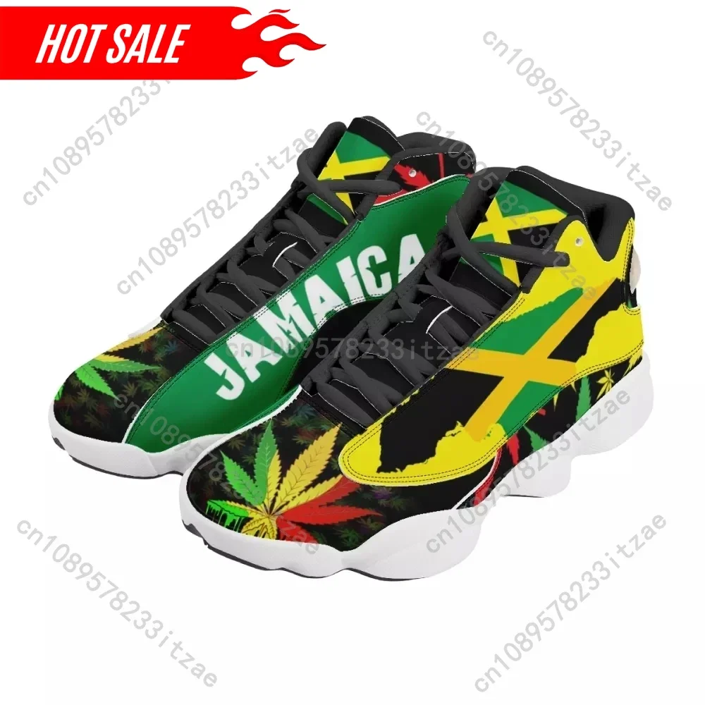 

2024 Brand Couple Sneakers Jamaica Flag Art Print On Demand Men Air Cushion Basketball Shoes Leather Sports Shoes