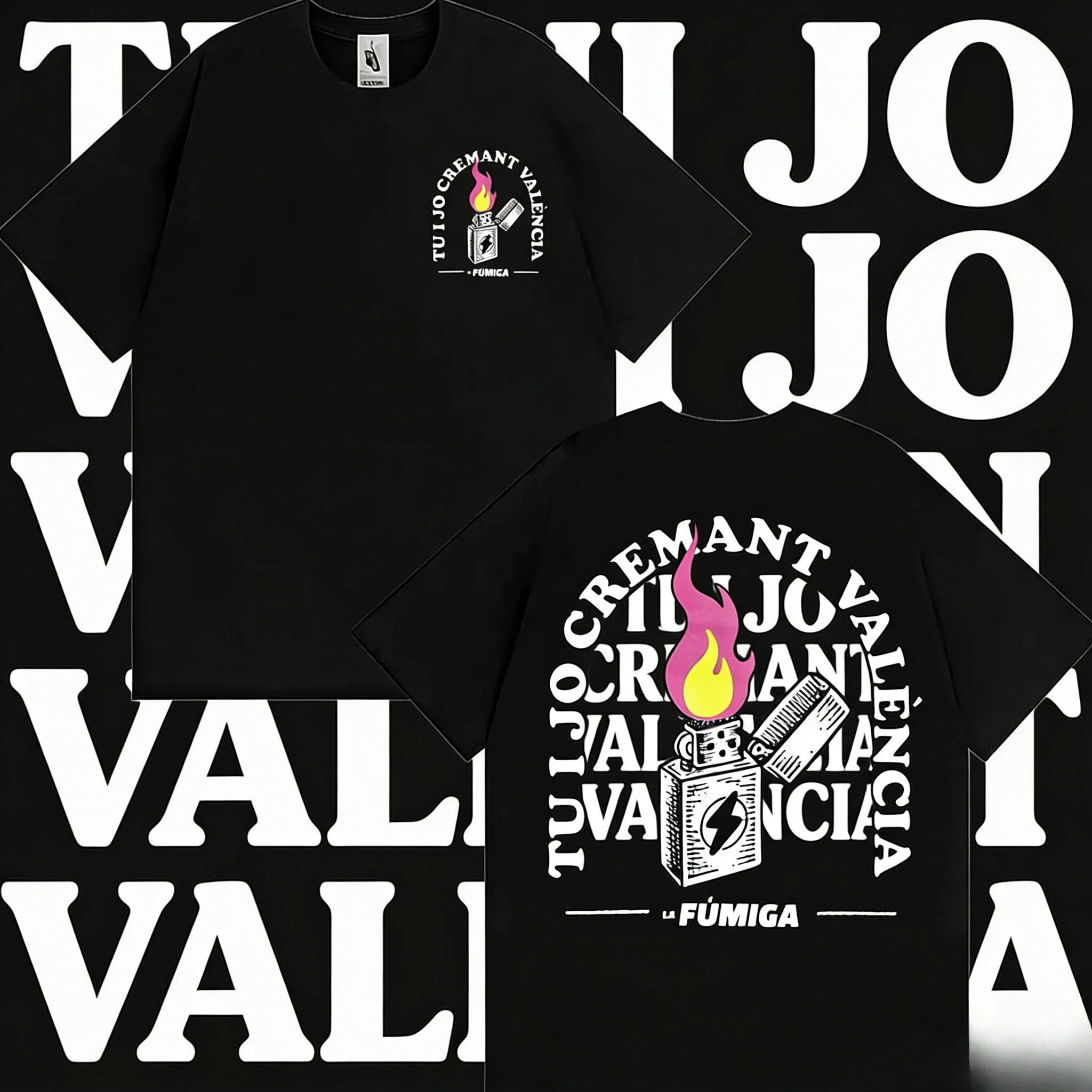 La Fumiga Tu I Jo Cremant Valnncia Merch camiseta gótica High Street 2025-26 verano puro algodón 100% Camiseta estampada
