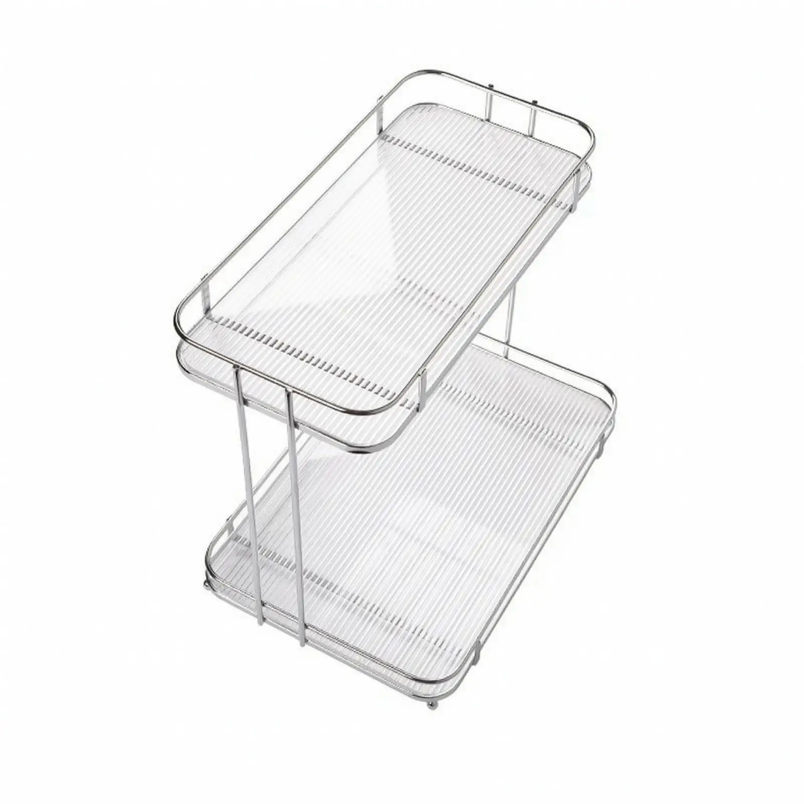 Maximum Visibility Two-Tier Storage Rack | Sturdy Iron Frame, Desktop Organizer with Acrylic Shelves, for Vanity