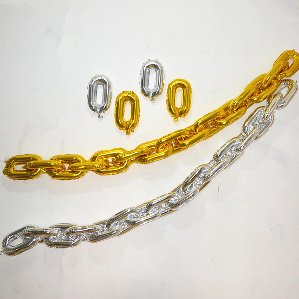 

50Pcs Chain Balloons Gold Retro Hip Hop Party Decorations Aluminum Foil Balloon Links for Birthday Festival Photo Booth Decor