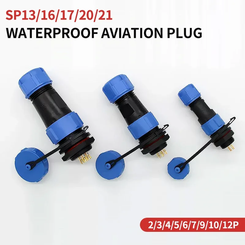 5/10/100 Sets Sp13 Sp16/SP17 Sp20/SP21 Ip68 Waterproof Aviation Plug Socket Male Female Connector Panel Mounted 2/3/4/5/6/7 Pin