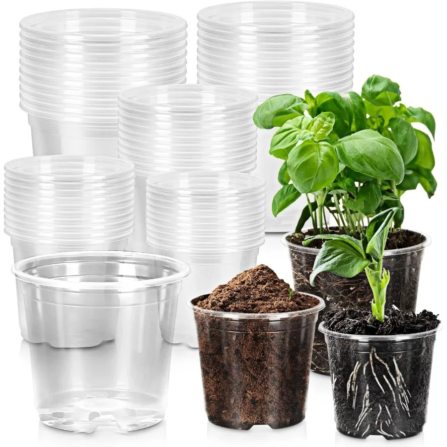

45 Pack Clear Nursery Pots for Plants 7 6 5 4 3 Inch Clear Plant Pots with Drainage Holes Plastic Nursery Pots for Beautiful Su